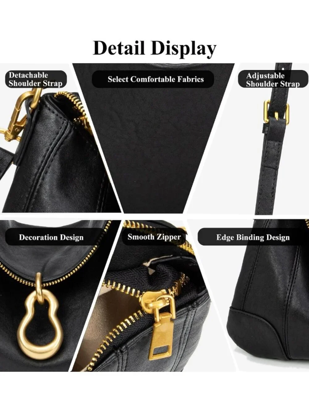 Chic Small Hobo Shoulder Bag for Women, Retro Satchel with Metal Pendant